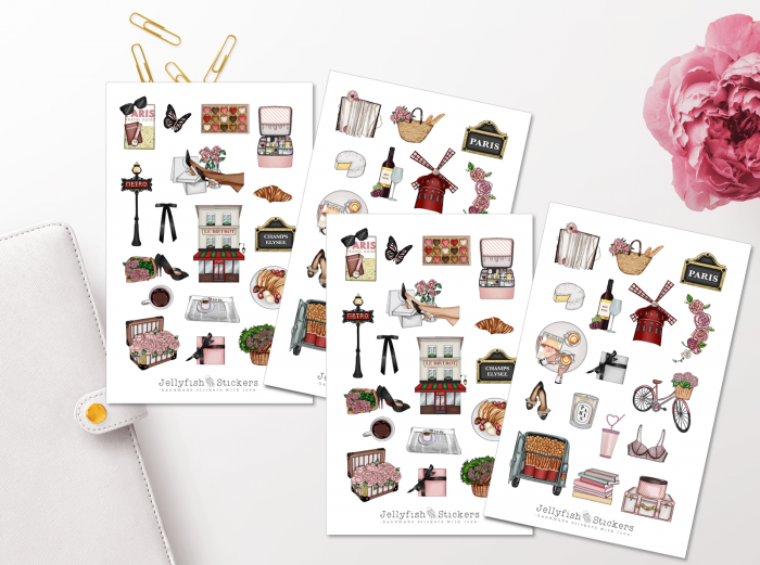 Mädchen Paris Sticker Set